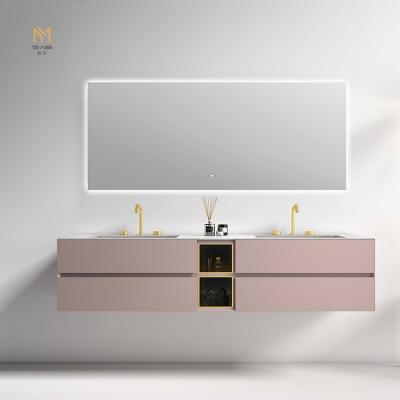 China Unique Modern Simple Style Bathroom Sink Cabinet Vanities Combo With LED Mirror for sale