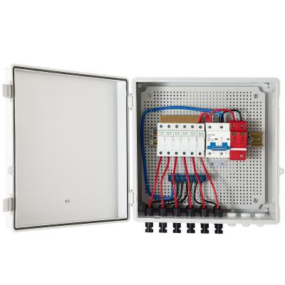 China 6 in 1 out surge lightning protection pv combiner box with DC breaker 63A 390*390*185 for sale