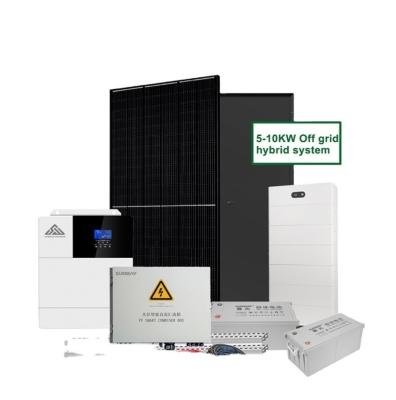 China Wall-mounted 5kw 8kw 10kw 15kw Off Grid Hybrid Solar Power System with Solar Panel for sale