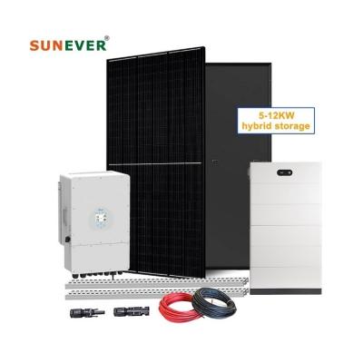 China 5kw 10kw 12kw Residential Hybrid Solar System with Deye Growatt Afore Hybrid Inverter for sale