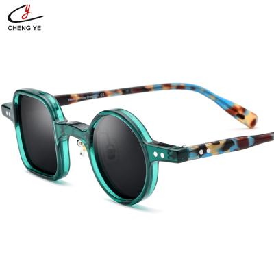 China 2022 Vintage punk Acetate Sunglasses TAC UV400 Sunglasses Fashion Square Small Round Polarized Sun Glasses For Women for sale