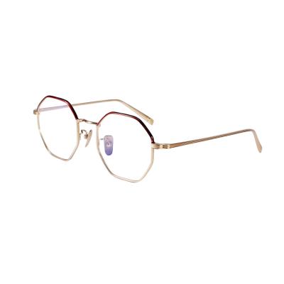 China Myopic /decoration titanium female polygon super light and large irregular frame Korean glasses LS01 for sale