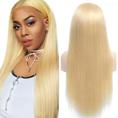 China Preplucked Glueless 16-40 Inch Straight Good Quality Raw Blonde Human Hair Full Lace Wig In Light Color 613 Stock Wigs for sale