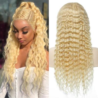 China Body Wave 13x4 HD Lace Front Wig Transparent Deep Wave 613 Human Hair 613 Lace Front Wigs for sale