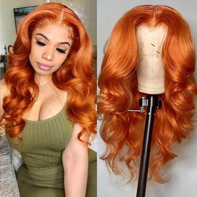 China Orange Body Wave 4x4 Color Lace Part Body Wave Hair Wigs Lace Front Wig For Black Women for sale