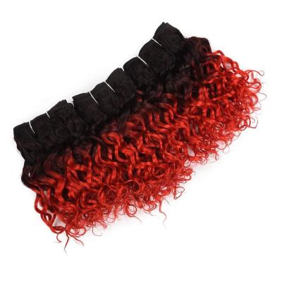 China Water Wave Short Hair Bundles 8Inch 4 Bundles Weave 9A Remy Brazilian Human Hair Ombre Hair Bundles 1b/Red for sale