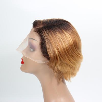 China Straight Straight Lace Front Human Hair Pixie Cut Wig T Part Wigs For Brazilian Colored Women Wig for sale