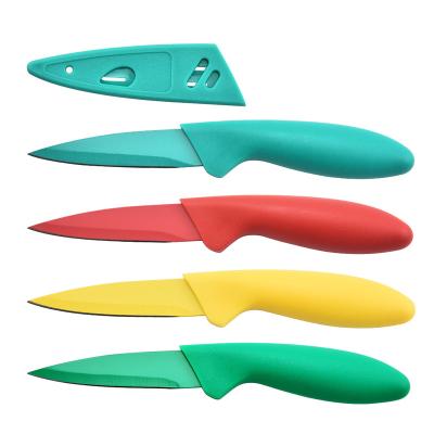 China K0485 Viable Non Stick 4 Pieces Colorful Paring Knives For Stainless Steel Kitchen Paring Knife Set for sale