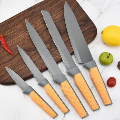 China Durable K0475 Knitmesh Bread Knife Stainless Steel Gray Non Stick Plastic Blades Slicing Knife Set 5 Pieces for sale