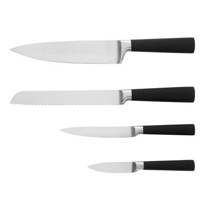 China Durable K0431 Stainless Steel Black Bread Peeling Knives TPR Coating Handle Chef Knife Set 8 Inch for sale