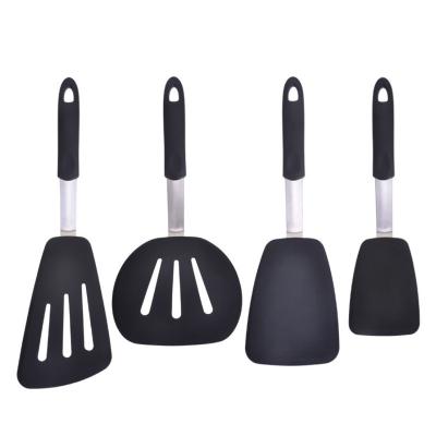 China Sustainable Stainless Steel Spatula Silicone Utensils 4 Pcs Silicone Kitchen Spatulas Set for sale