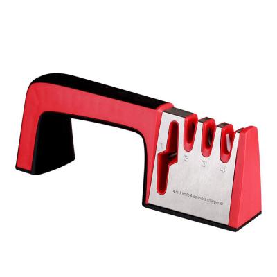 China Sustainable 4 Stage Type Sharpening Tool With Non-Slip Base Handheld Multi-Function 4 In 1 Knife Sharpener for sale