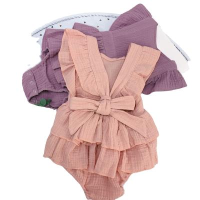 China Lovely baby clothes wholesale summer style newborn cotton organic cotton overalls baby jumpsuit pink short sleeve bags for sale