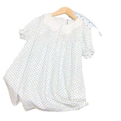 China FenFuRen Anti-wrinkle in Kids Babies Doll Collar Running Polka Dots Dress 100% Cotton for Loungewear Summer for sale