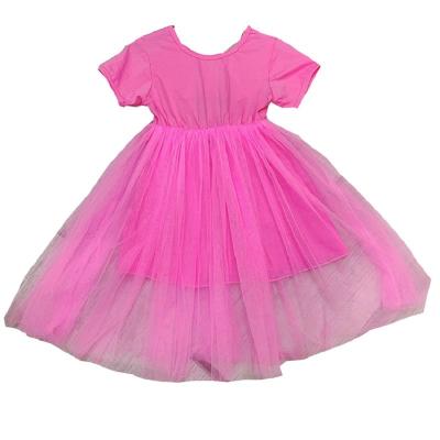 China 2022 New Children's Dress 90 Girls' Size -130 Multicolor Wild Solid Color Mesh Dress Cute Casual Clothing Cotton for sale