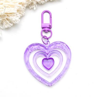 China Fashion Sale Top Quality Shining Heart Acrylic Key Chain Transparent Acrylic Key Ring Key Charm For Women Girls for sale