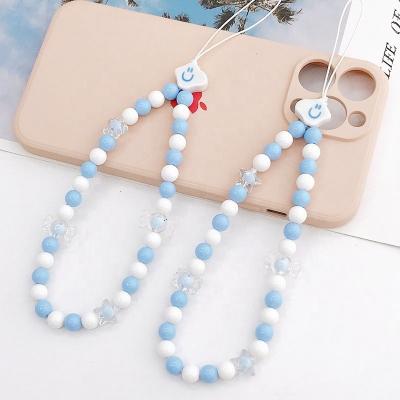 China Newest Fashion Candy Star Charm Blue Cell Phone Chain Girl For Phone Accessories for sale