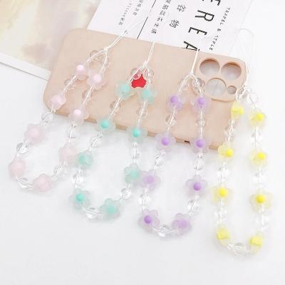 China Hot Product Fashion Silicone Flower Phone Chain Beads Charm Phone Chain For Mobile Phone for sale