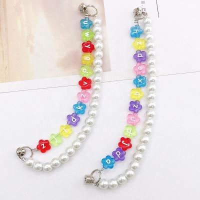 China Creative Wholesale Fashion China Flower Letter Bead Key Ring Phone Case Chain Bracelet for sale