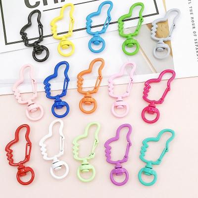 China New Fashion Style Thumb Shape Key Chain Colorful Custom Swivel Metal Snap Hook Accessories For Women for sale