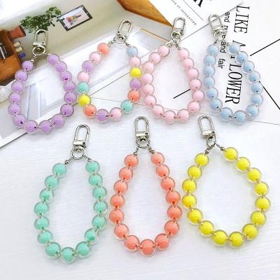 China 2023 Best Selling Trendy Fashion Candy Color Circular Bracelet Beads Key Chain For Girls Women for sale