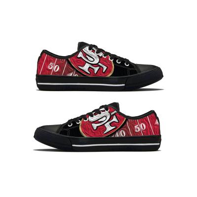 China Cushioning NFLE 49ers 1Pair American Football Canvas Shoes Team Fashion 3D Print Custom Low Top Unisex Women's Casual Top Sneakers for sale