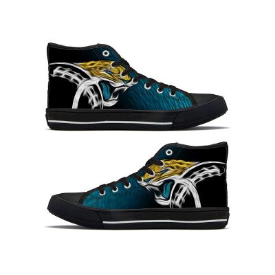 China Wholesale Fashion Trend NFLE Jaguars 1Pair Custom American Football Team Logo Shoes Fashion Luxury High Tops Canvas Shoes for sale