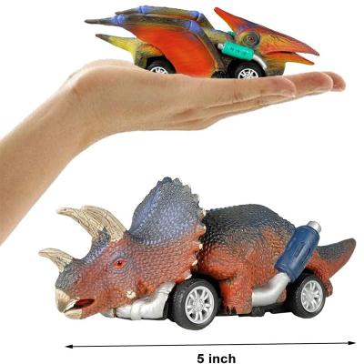 China Eco-friendly Material Dinosaur Toy Pull Back Car Toy Dinosaur Cars with T-Rex for Boys and Toddlers 3 Year Old for sale