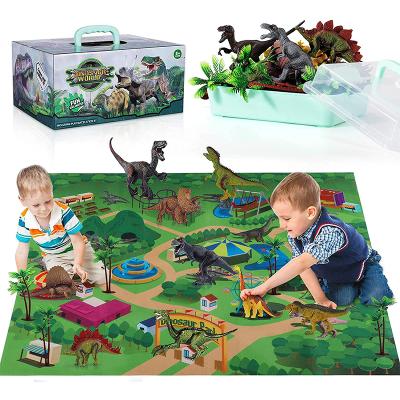 China Educational Realistic Dinosaur Eco-friendly Material DIY Toy Figure Activity Play Mat Dino World T-Rex Triceratops Dinosaur Playset for sale