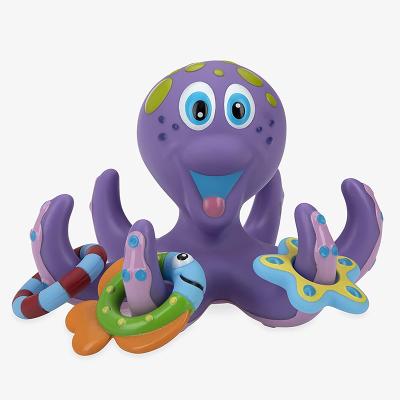 China Non-Toxic Interactive Bath Toy Floating Purple Octopus with 5 Beater Rings for sale