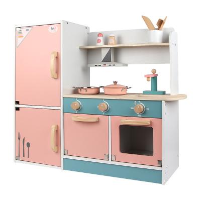 China 60*65*23cm Custom Happy Wooden Kitchen Toys Cooking Toys Kitchen Set For Kids Girls Cooking Play Kitchen Toys for sale