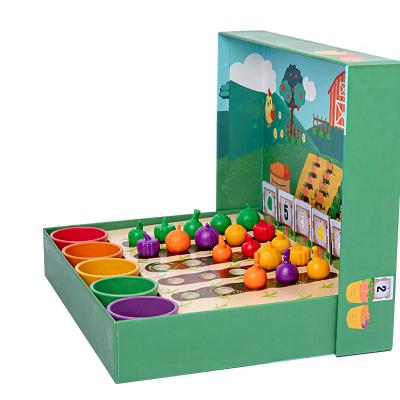 China Eco-Friendly Non-Toxic Wooden Farm Toy Early Childhood Educational Toys Fruits And Vegetables Kids Simple Math Size Color Education for sale