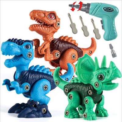 China Kids Boys Eco-friendly Material Dinosaur Toys Take Aside Dinosaur Toys Electric Drill ROD Building Construction Kids Toys for sale