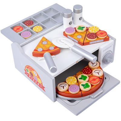 China Cutting Game Children Pretend Role Play Wooden Pizza Cutting Educational Kitchen Toys For Kindergarten for sale