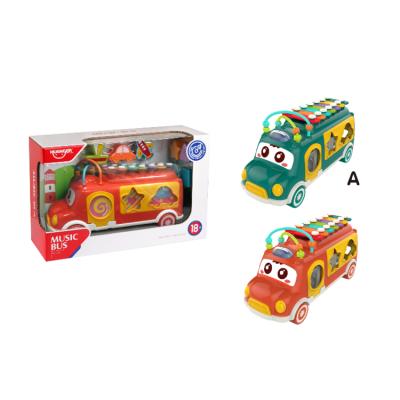 China Fashion eco-friendly design multifunctional plastic early education piano musical instrument bus music toy for sale