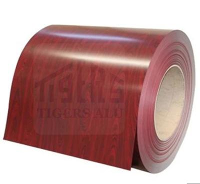 China Decoration wood construction grain 3003 H24 with PVC film color coated aluminum coil for building materials for sale