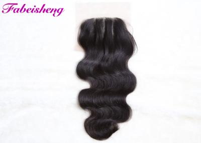 China Virgin Peruvian Bundle Hair 4x4 Lace Closure With Bleached Knots 3 Part Closure for sale