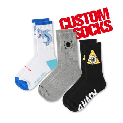 China Viable no minimum private label skate meias men's unisex 100% cotton bamboo fiber embroidery custom logo cotton sport athletic socks for sale