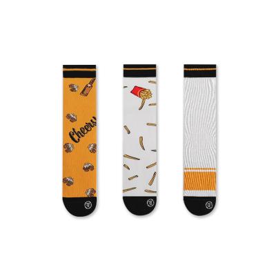 China Custom logo antibacterial dropshipping men's funny cartoon socks crew comics socks wholesale happy design crazy superhero socks high quality for sale