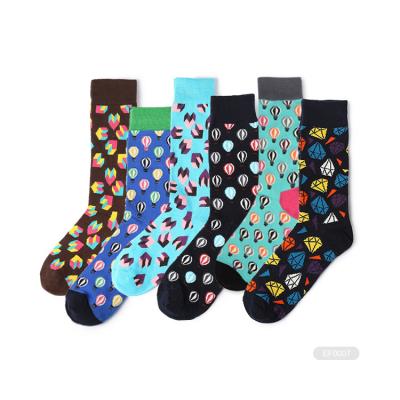 China Happiness custom design pattern custom meias perfault socken colorful men tube cotton fashion socks crew dress socks for sale