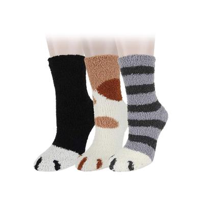 China Viable Funny Women Animal Feet Paw Socks Fluffy Cat Claw Tube Comfortable Animal Cartoon Winter 3d Warm Fuzzy Sleeping Socks for sale