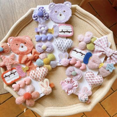 China Soft Knitted Hair Clips Set For Baby 9pcs Bundle Hair Clip Flower Bow Hair Pins Kids Hair Accessories Sweet Gift for sale