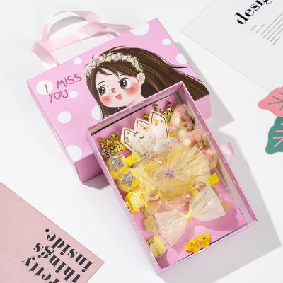 China New Design 18pcs Sweet Fashion Korean Kids Lovely Hair Accessories Set Bow Hair Pins Set Cute Crown Hair Clip For Girls for sale