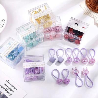 China Soft Elastic Hair Band Jelly Color Elastic Hair Bands For Women 10pcs Package Hair Ties For Girls Kids Head Accessories With Acrylic Box for sale