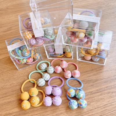 China Factory Fashion Girls Hair Tie Accessories Wholesale Sweet Color Ball Elastic Elastic Hair Band Young Ladies Hair Ties for sale