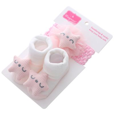 China Breathable Baby Newborn Socks Set Cute 3d Girls Funny Socks With Headband Star Heart Fruit Toddler Animal Dress Sock for sale