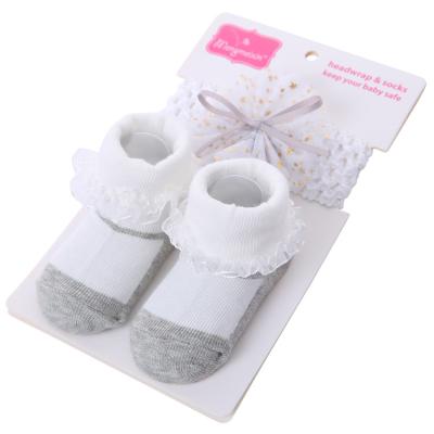 China New Breathable Little Girls Dress Soft Ruffle Lace Baby Socks Newborn Short Cotton Socks Set for sale