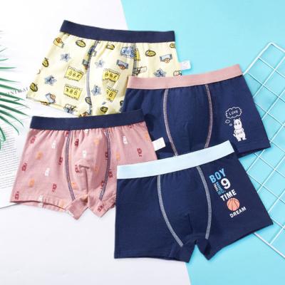 China Good Quality Kids Boys Cotton Breathable Stretch Briefs Boxers Shorts Young Men 4pcs Set Underwear for sale