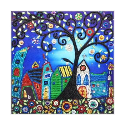 China Modern Wholesale 5D DIY Crystal Diamond Frame Tree House Diamond Painting House Shaped Diamond Painting for sale