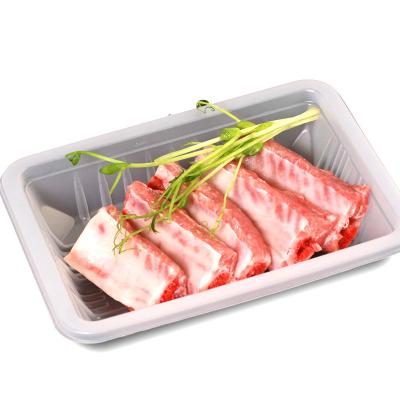 China Disposable Food Blister Plastic Biodegradable For Fresh Meat Fruit Pla Pet PP Frozen Food Packing Tray for sale